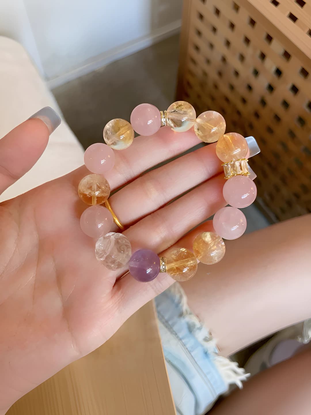 Sariq tawel kristal+pushti kristal 12mm