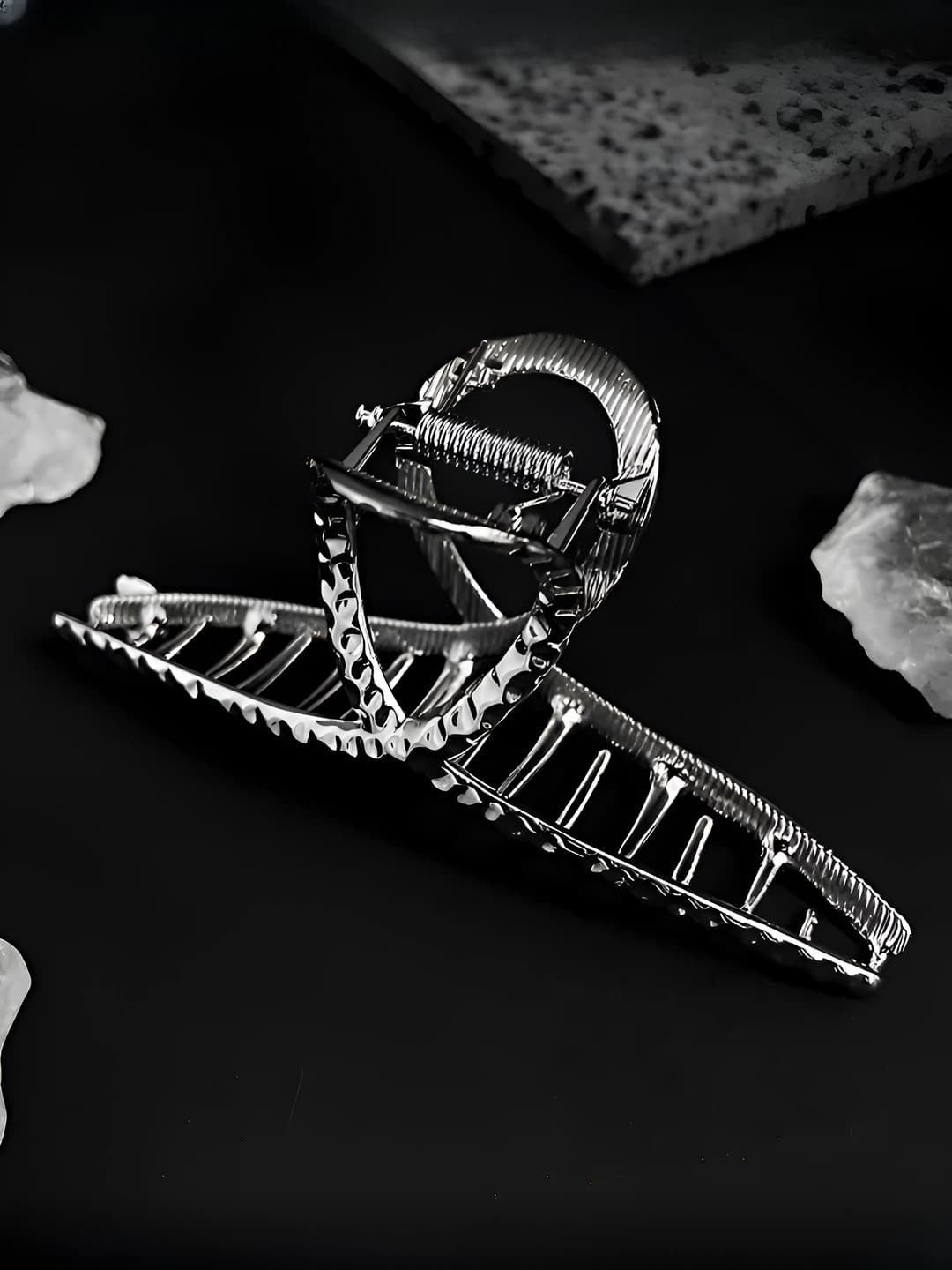 Silver irregular metal cross clip