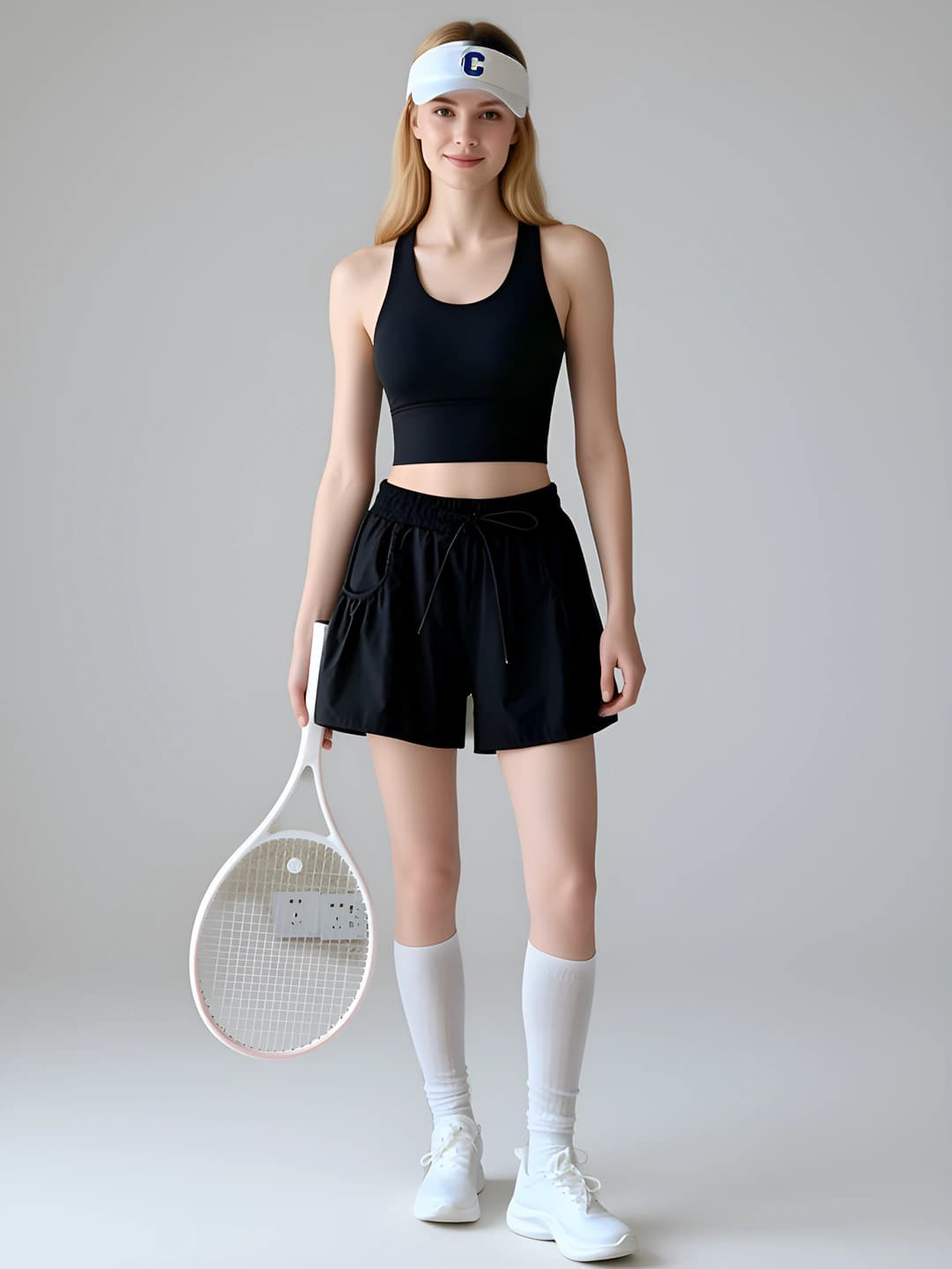 Top (black) + shorts (black)