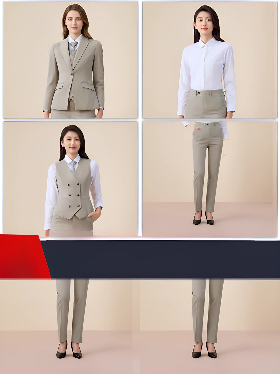 Apricot suit + shirt + vest + trousers