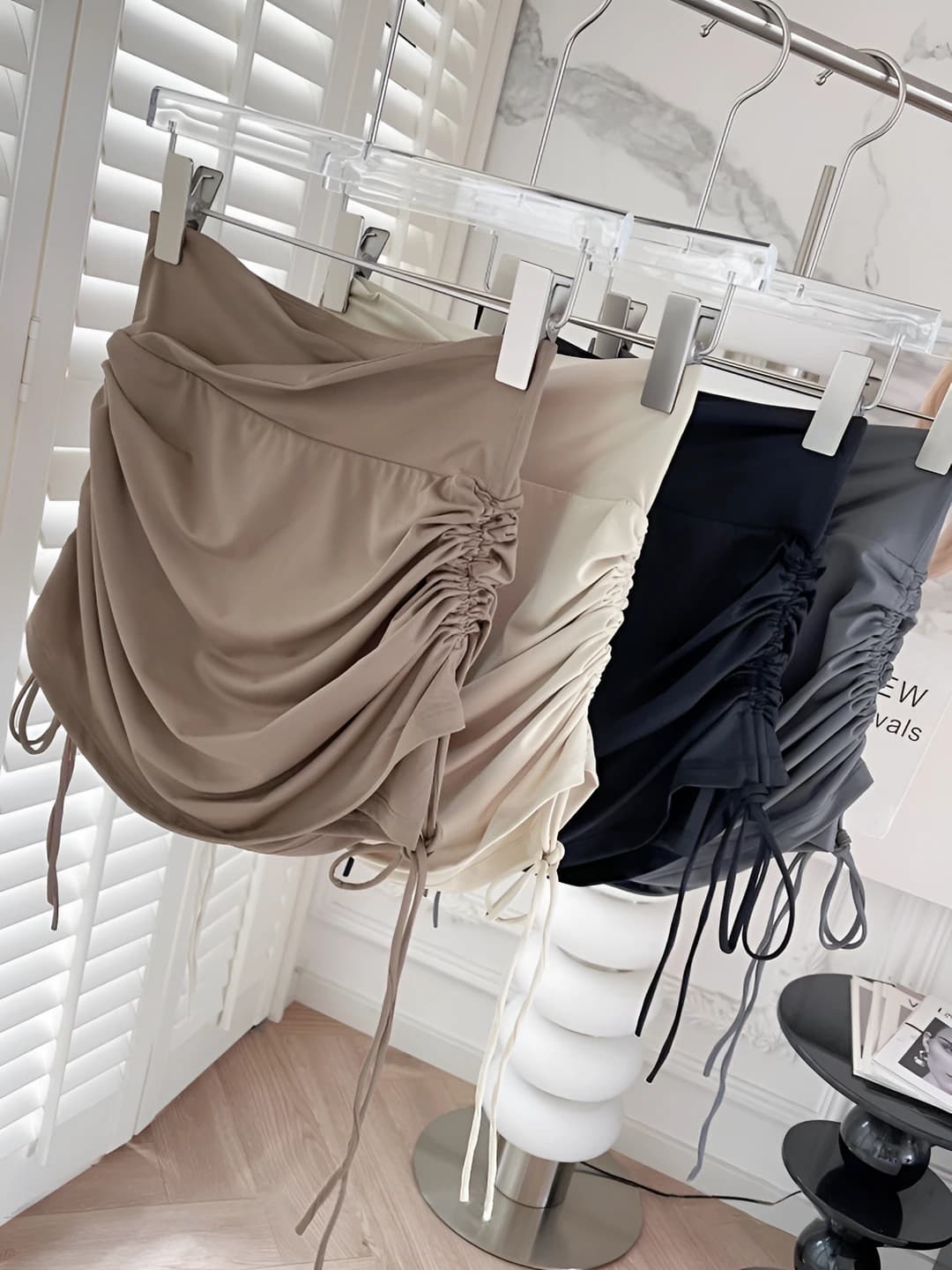 Женский спортивный ruched drawstring skort, быстросохнущий, эластичный, для невысоких, однотонный, повседневный