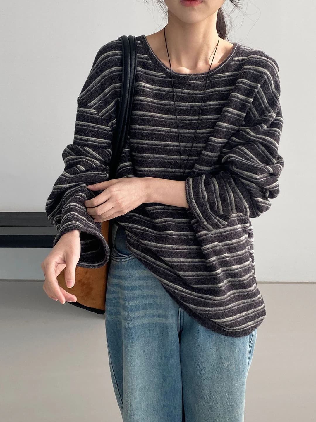 Women's slimming striped long sleeve loose fit longsleeve