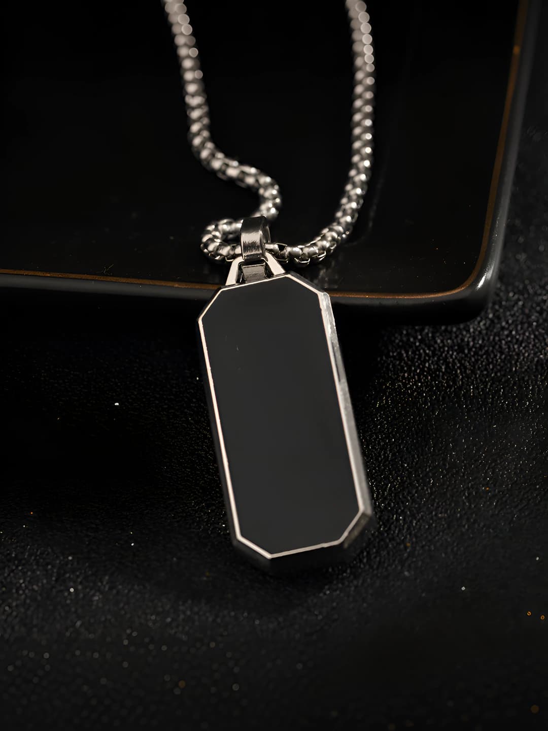 Black long bar necklace