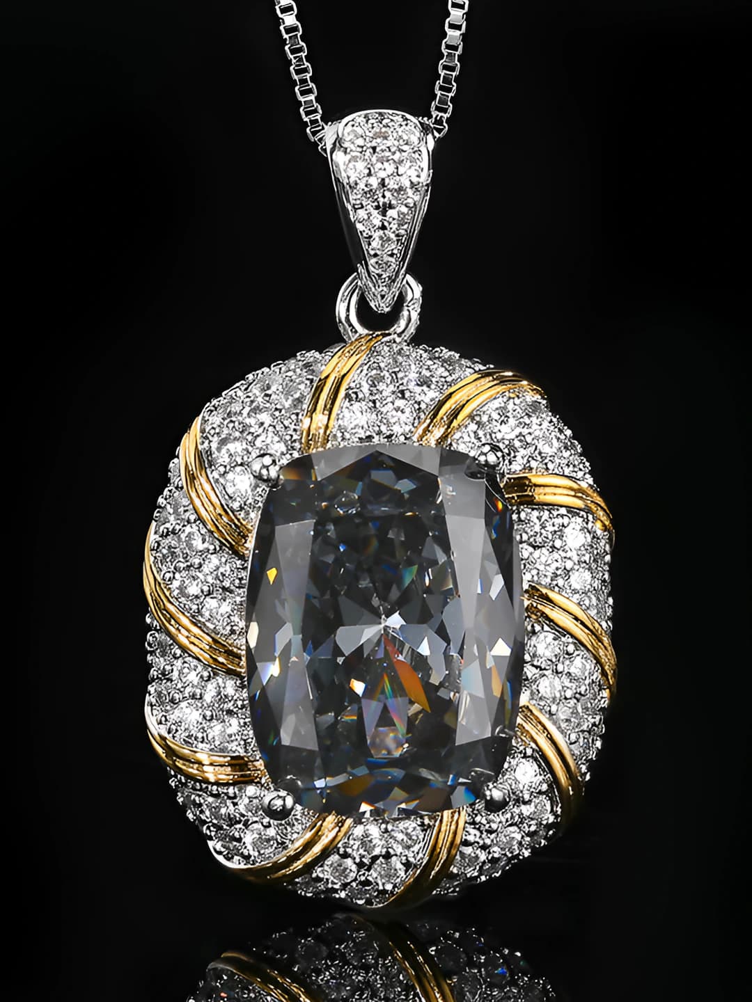 Black-grey pendant, box chain