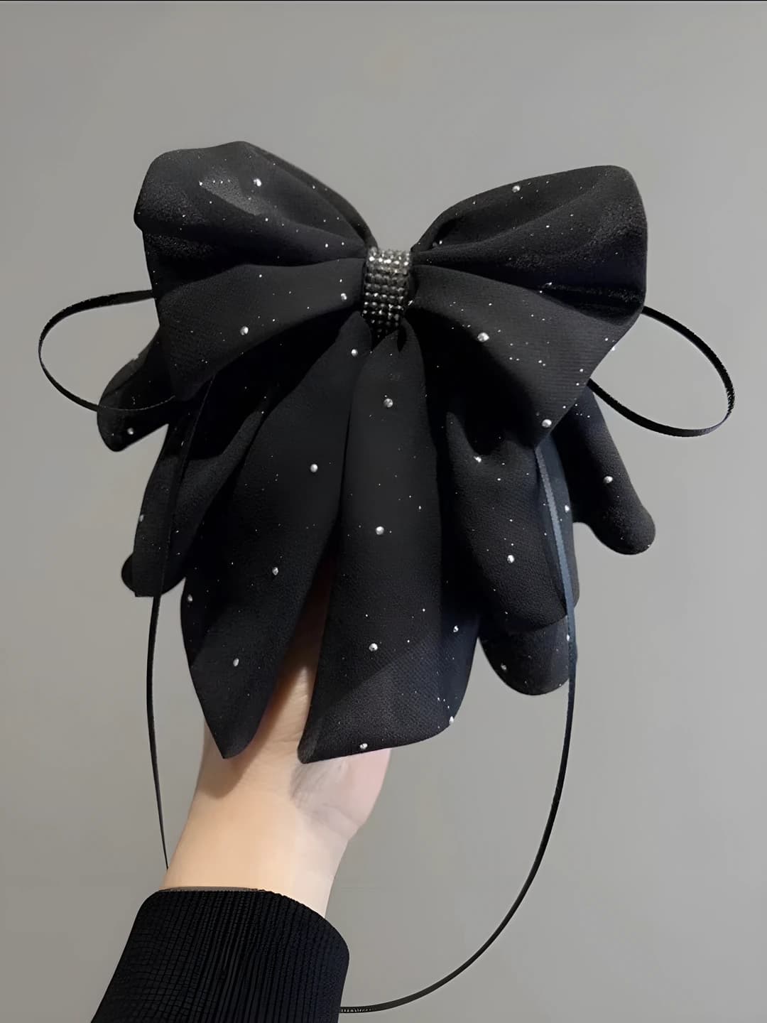 Black rhinestone bow