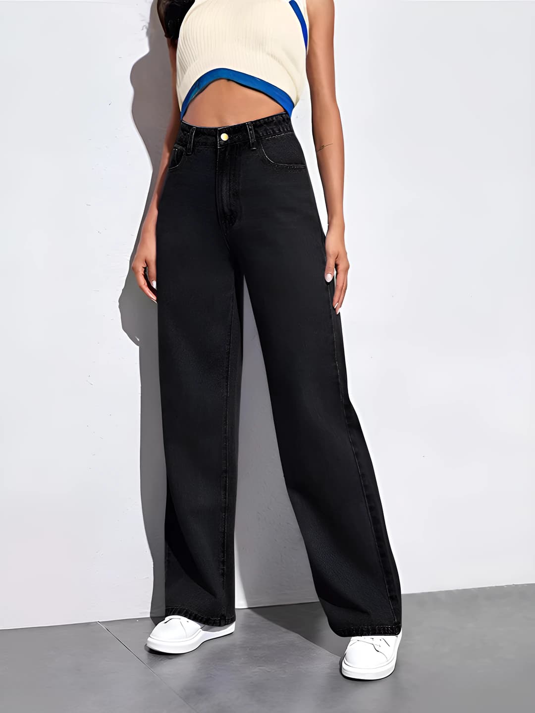 Women's 2026 summer casual loose fit straight cut high waist jeans