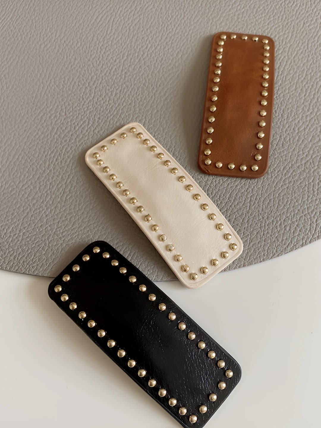 Women's retro rectangular leather hair clips, 2026