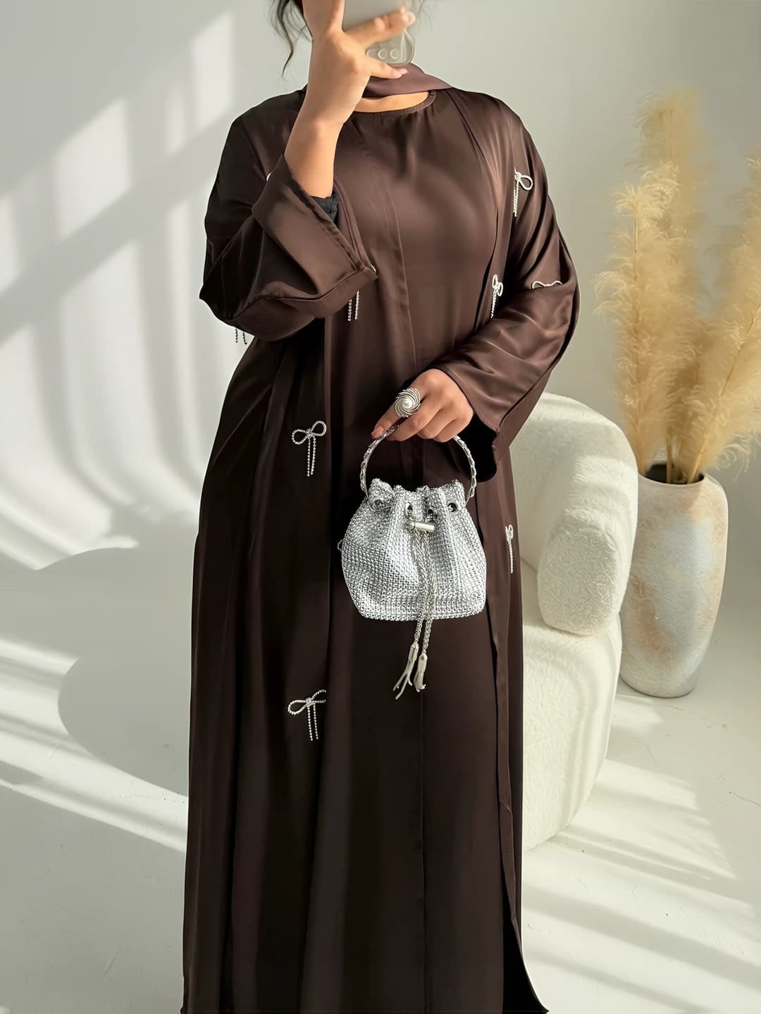 Ayollar uchun har kun kiyiladigan libos, V yoqali, uzun yengli, bo'sh (oversize) kesim, chin xilmati, 2026
