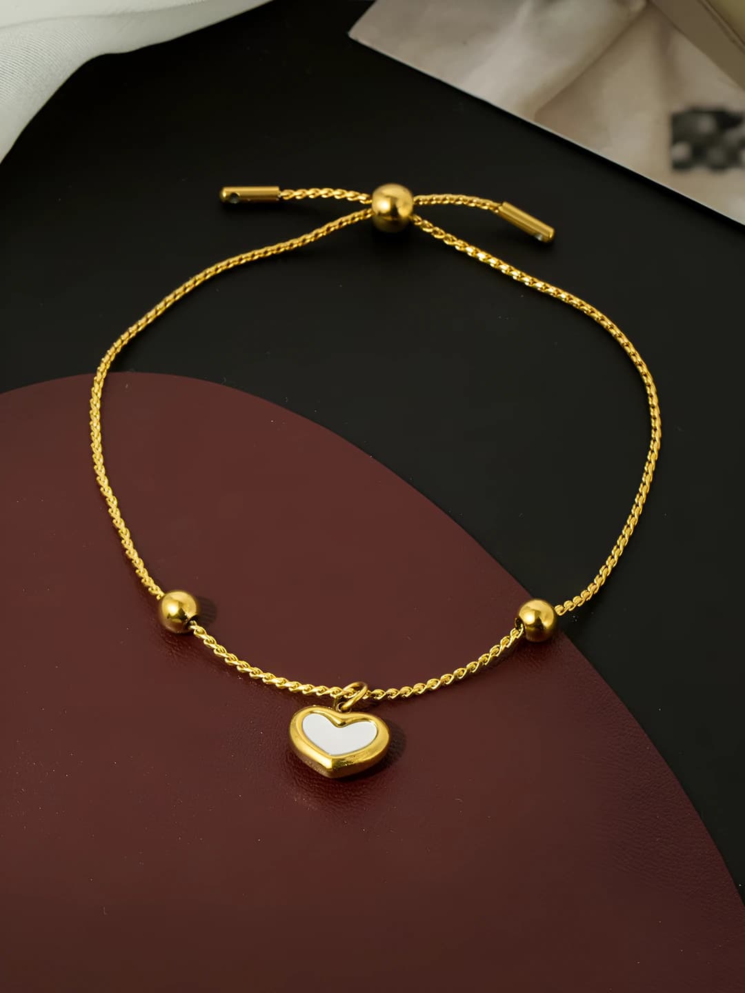 5174 White pearl heart Bracelet Gold