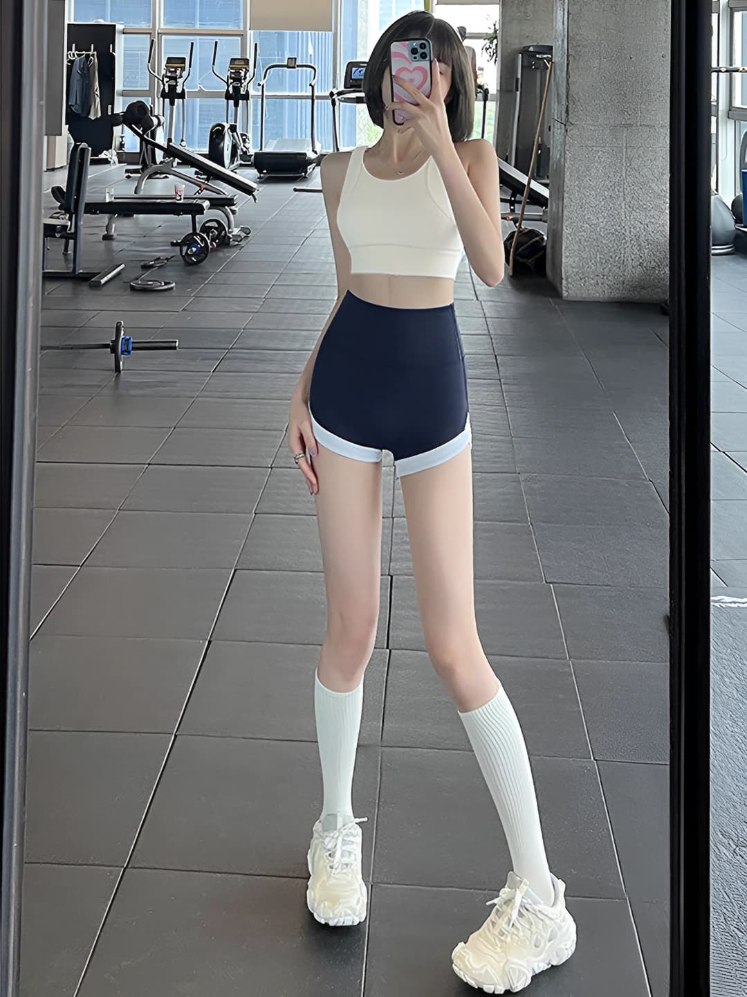 Women's sports set: tank top and high waist short shorts, summer, quick-dry, hip-lifting, plus size