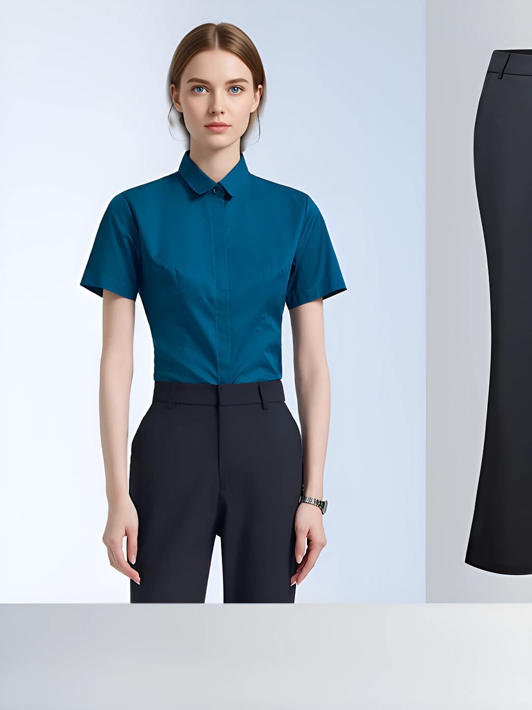 Women's dark green short-sleeve shirt + K1815 pants