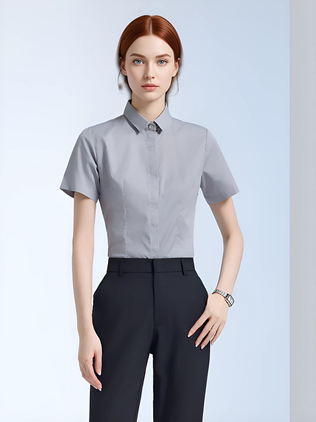 Grey short-sleeve shirt