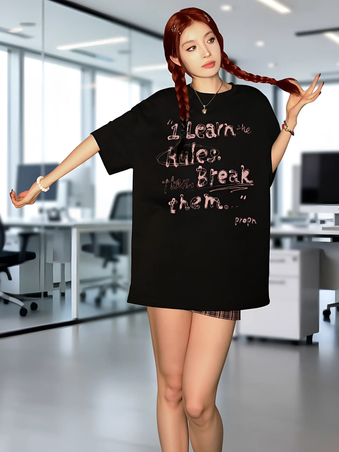 Women's short sleeve t-shirt, crew neck, loose fit, printed, casual style