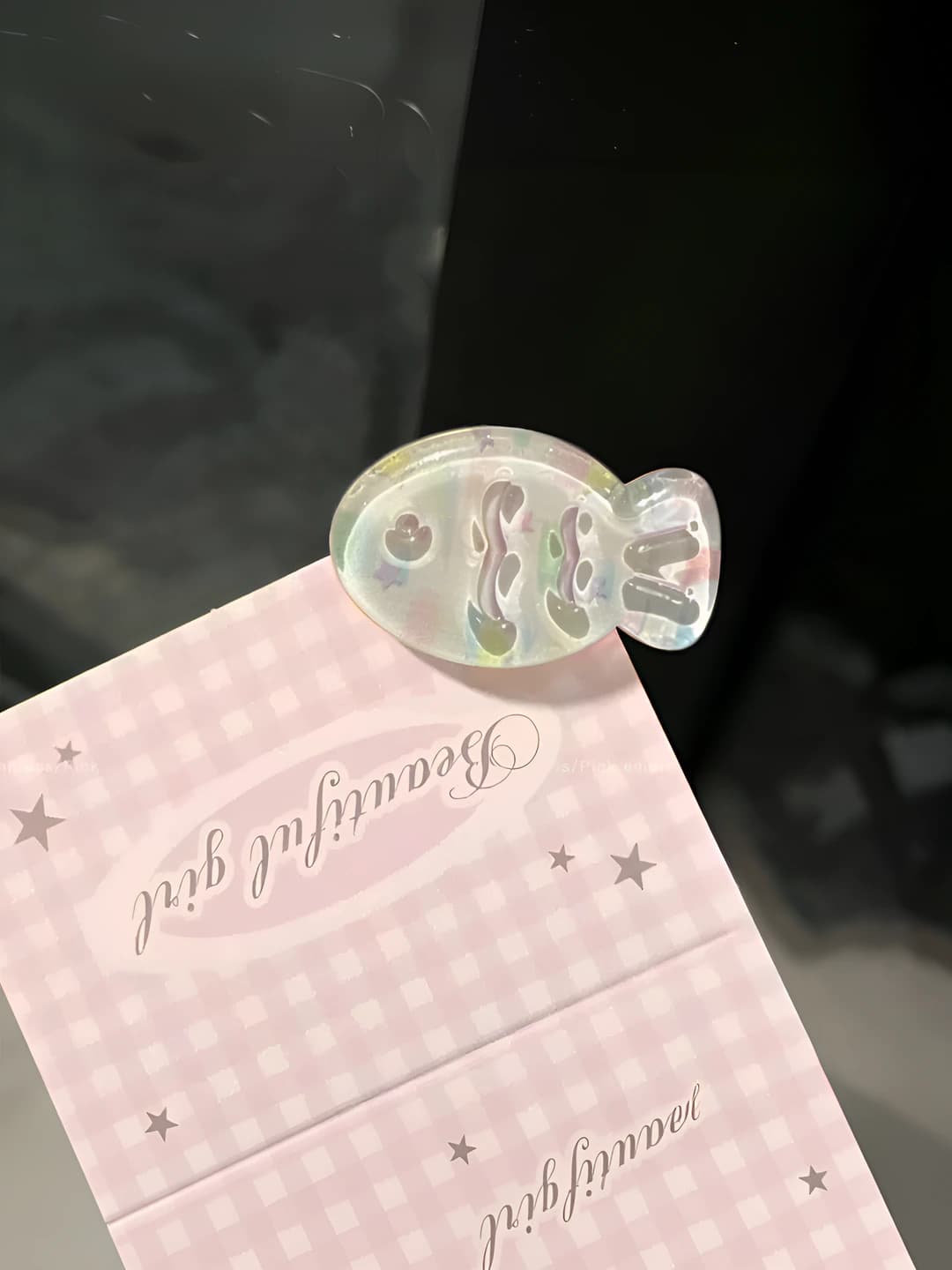 Jelly lemon and grape fish hair clip 3.2 cm