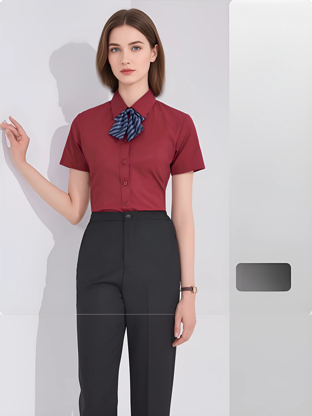 Women's wine red short sleeve