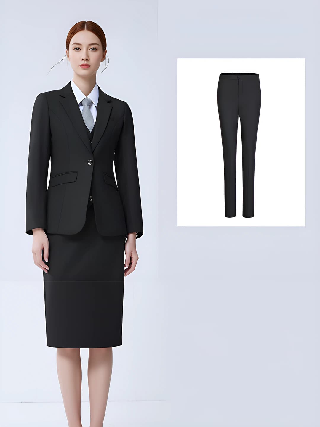 Black suit + women's trousers
