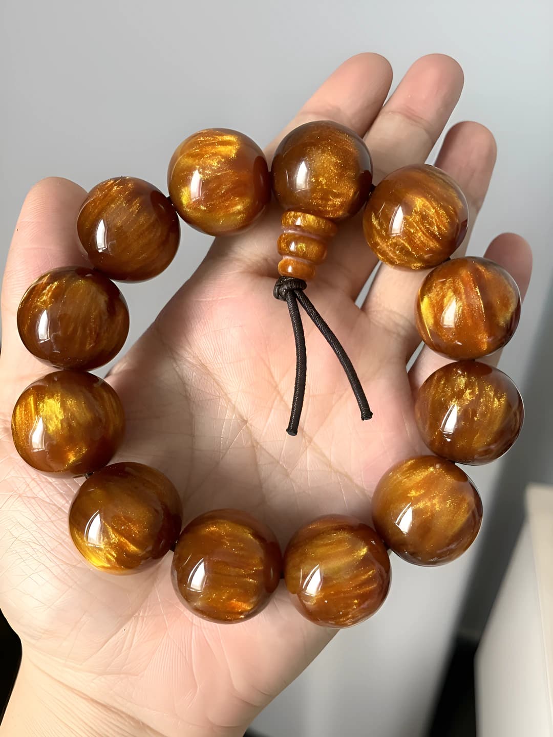 Natural gold wire sea willow bracelet, prayer beads, Chinese style, for men and women