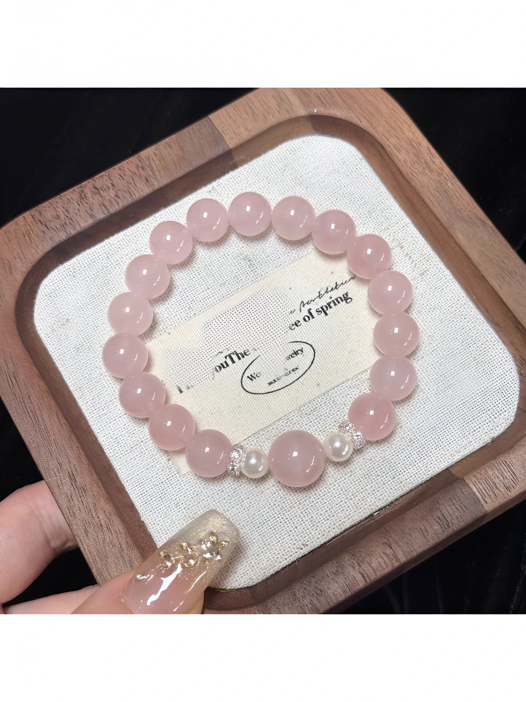 Women's natural rose quartz bracelet, high-end style hand jewelry