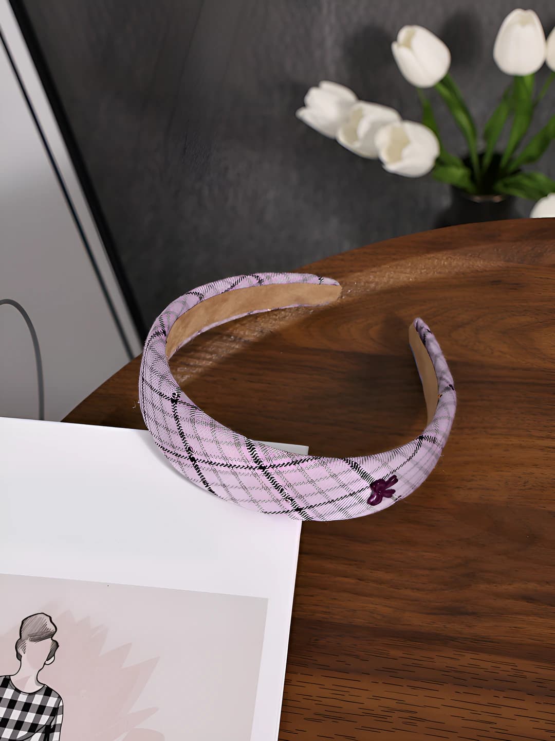 Purple plaid headband