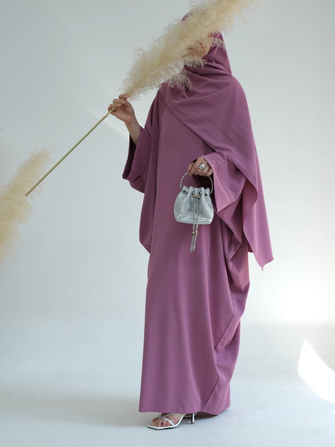Dark purple dress + headscarf