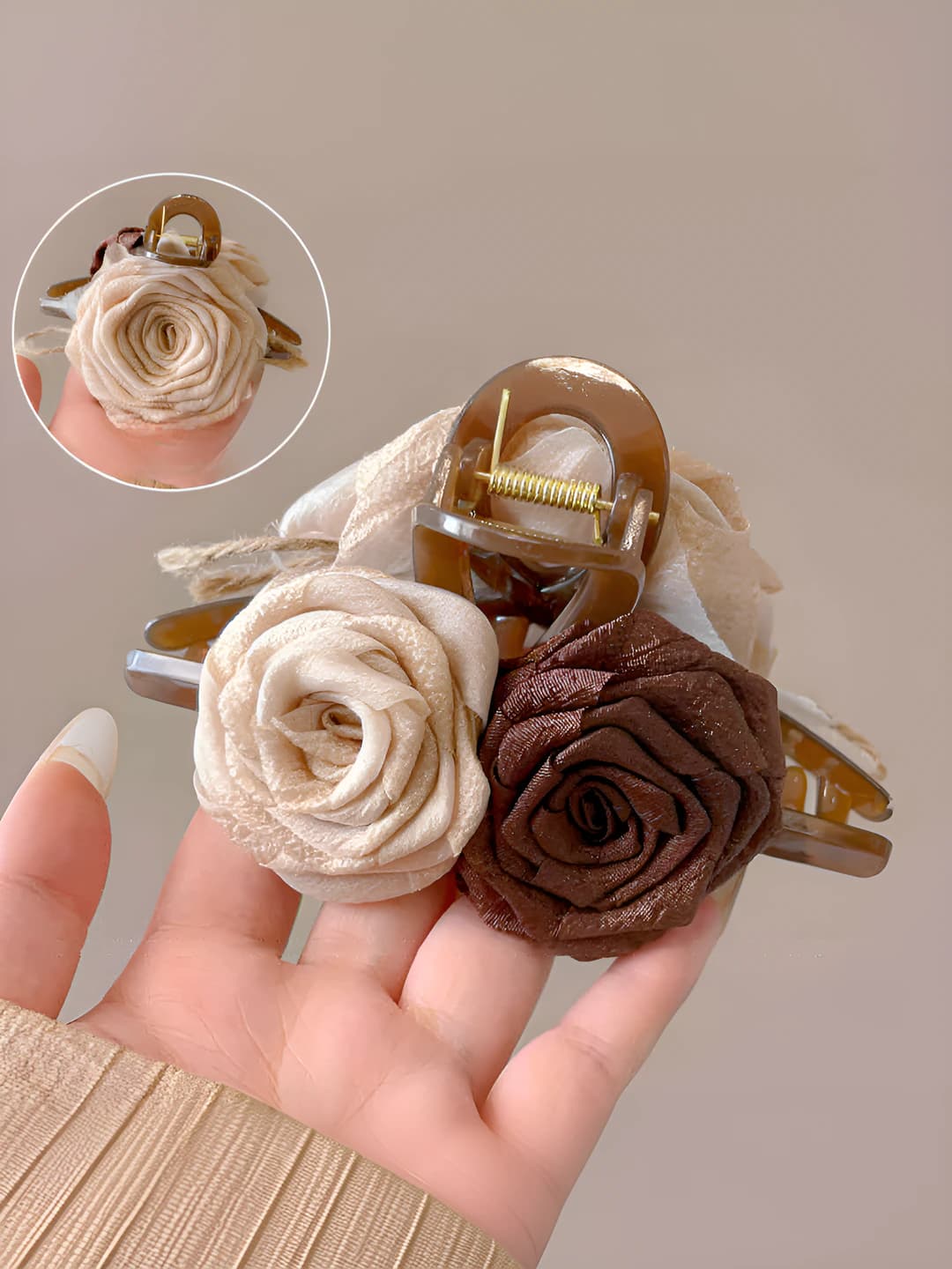 2# Молочный-кофейный сухая роза зажим 13cm