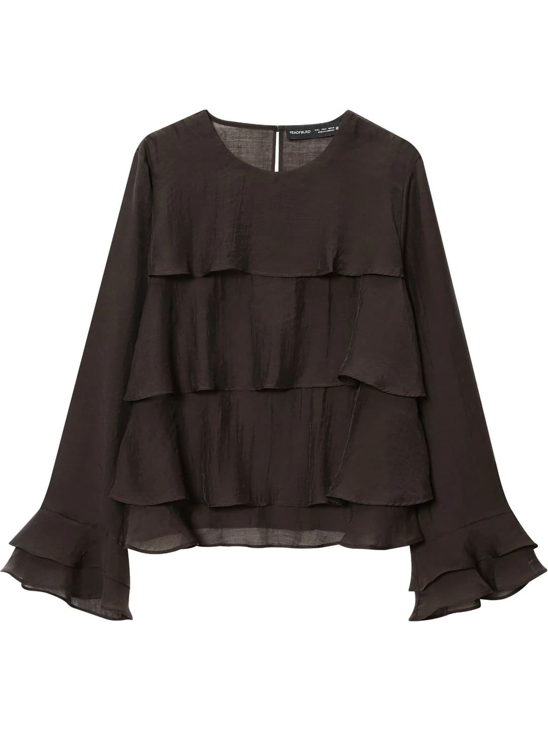 Women's tops with dropped shoulders 2026 summer: V-neck, long sleeve, loose fit and slim fit, slimming, solid colour, tiered ruffle, batwing sleeves