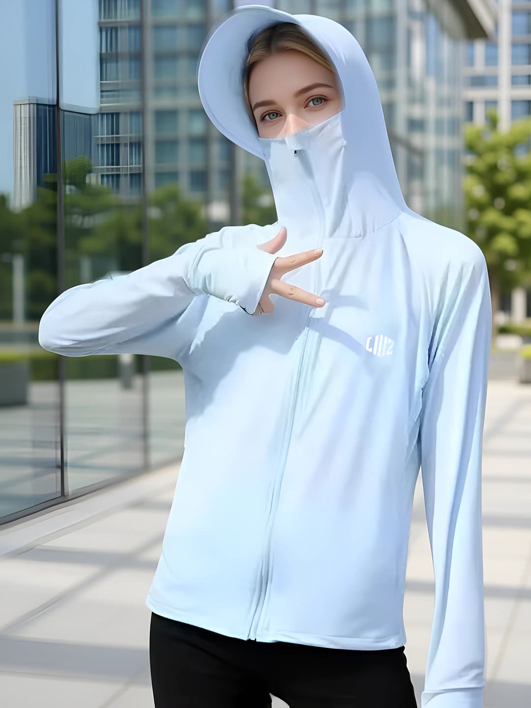 Women's sun-protective, breathable, quick-dry, ice-silk fabric, thin, long sleeve, zip, solid colour, casual light jacket and windbreaker
