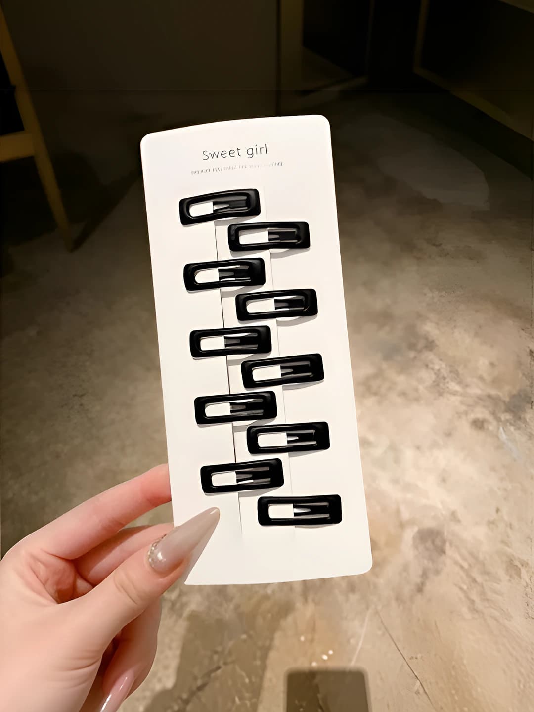 1# Black square hair clip - 5 cm, 5 pcs