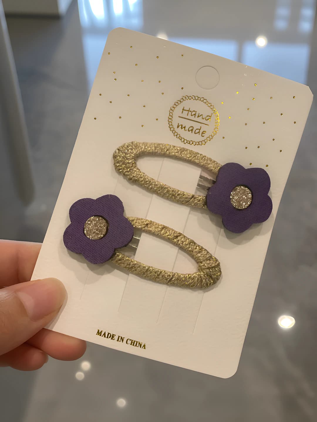 Purple small flowers, alloy and fabric, 5 cm