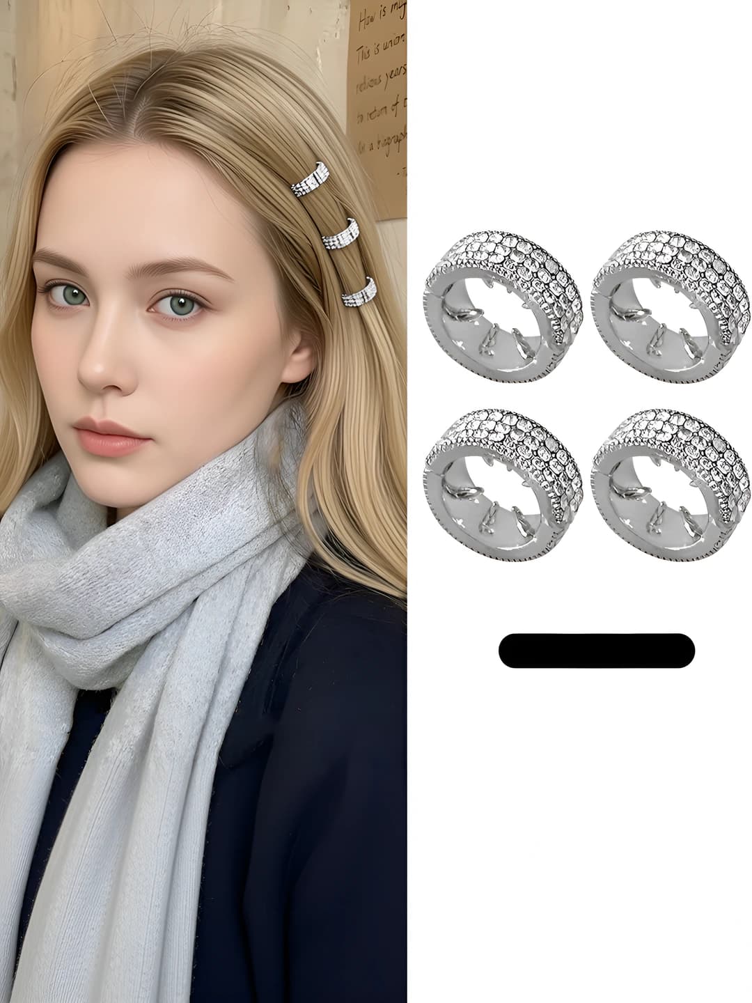 Women's round rhinestone hair clip