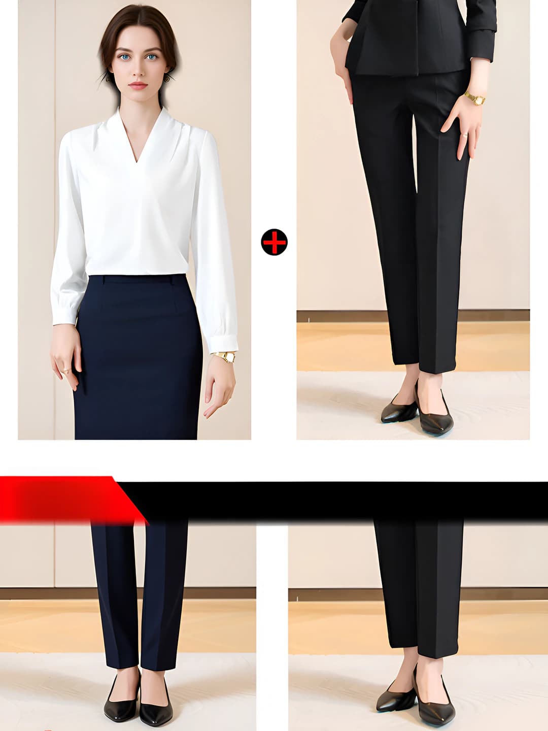 White shirt + black pants
