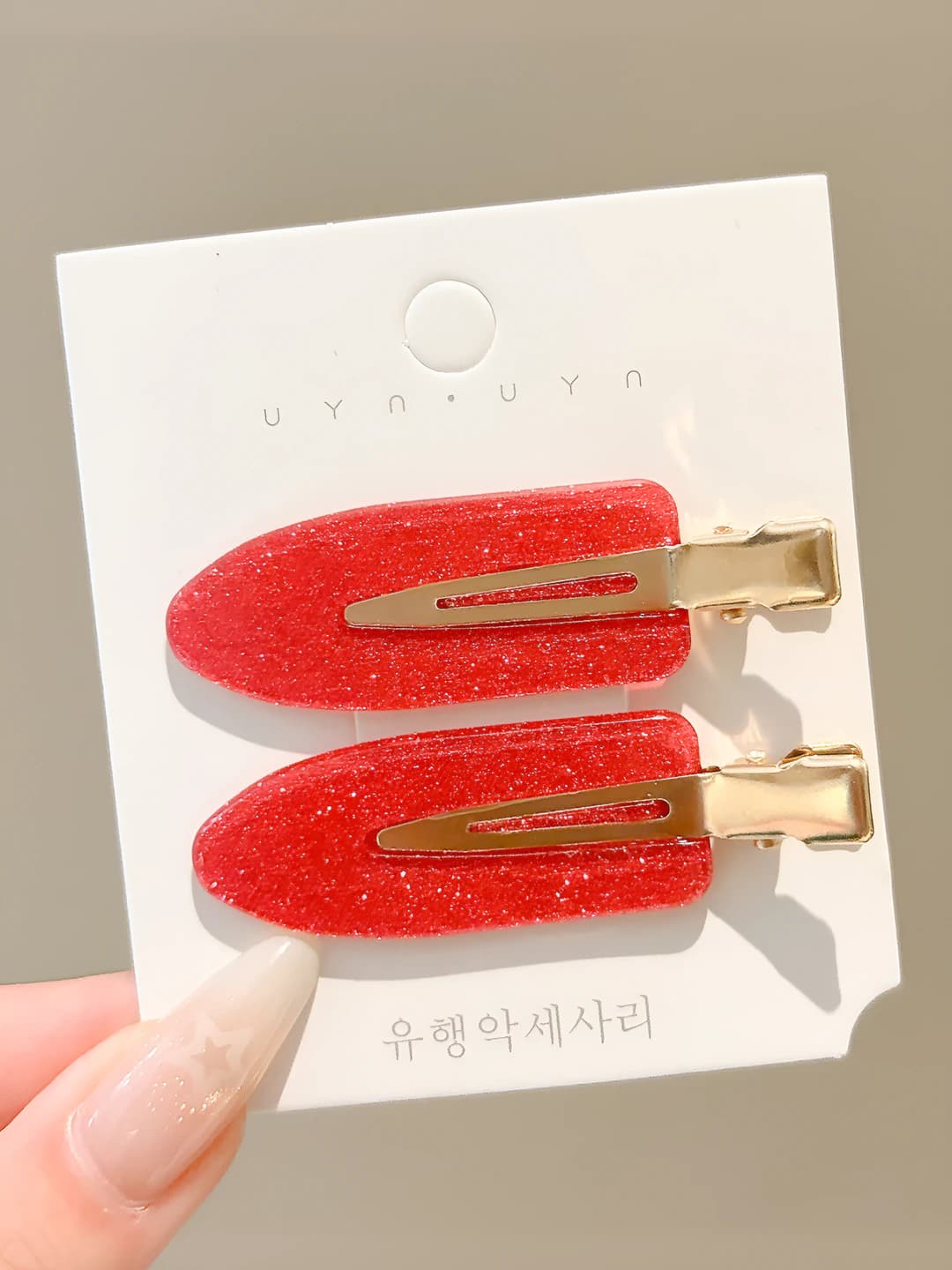 Rose red invisible clip, 1 pair, ~4.5 cm