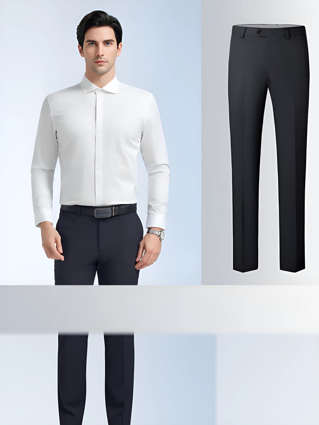 Men's white long-sleeve shirt + K1815 pants