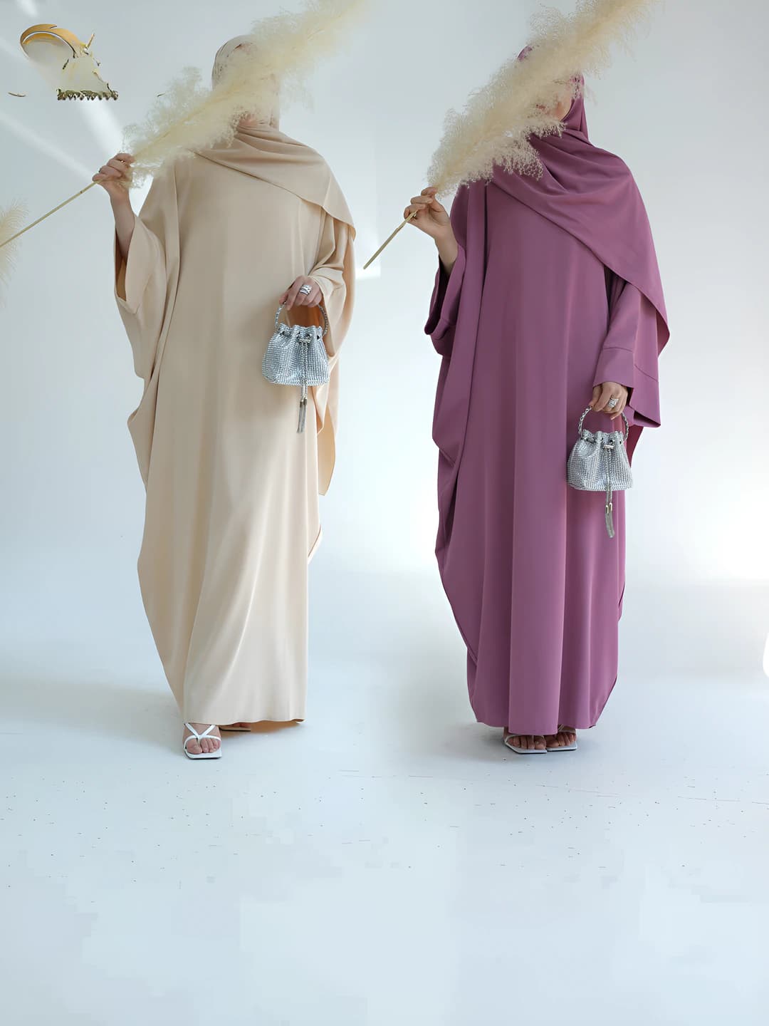 Women's religious clothing: solid colour abaya, crew neck, long sleeve, long skirt, plus size
