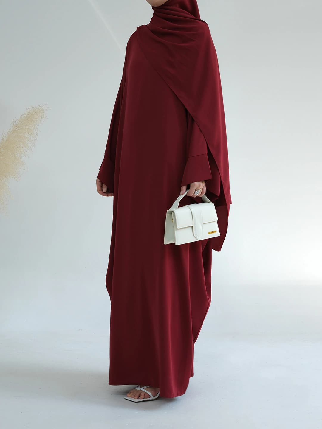 Wine red dress + headscarf