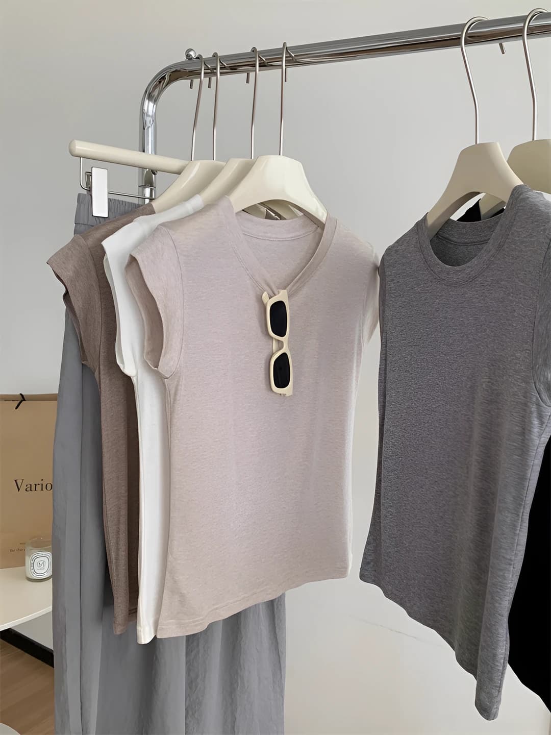 Women's sleeveless pure cotton tank top, 2026 summer, slim fit, crew neck, cropped, solid colour