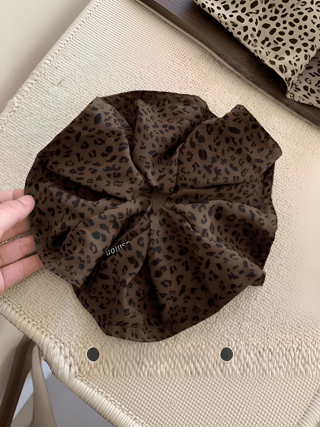 Dark leopard large hair tie