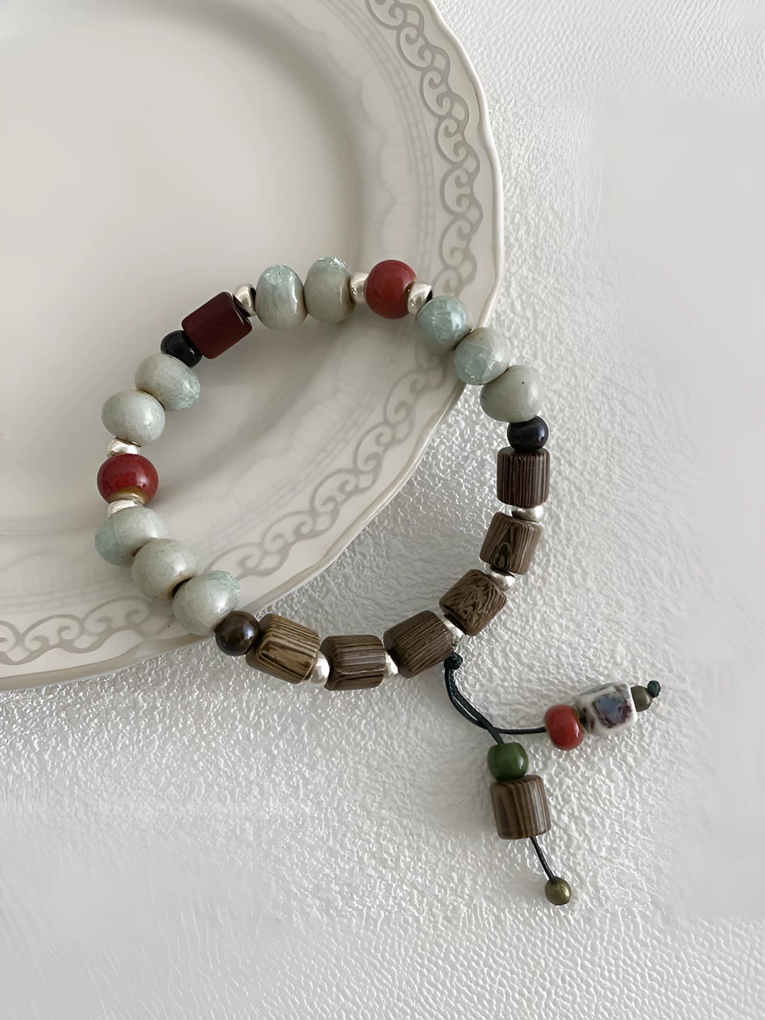 Wooden bead bracelet