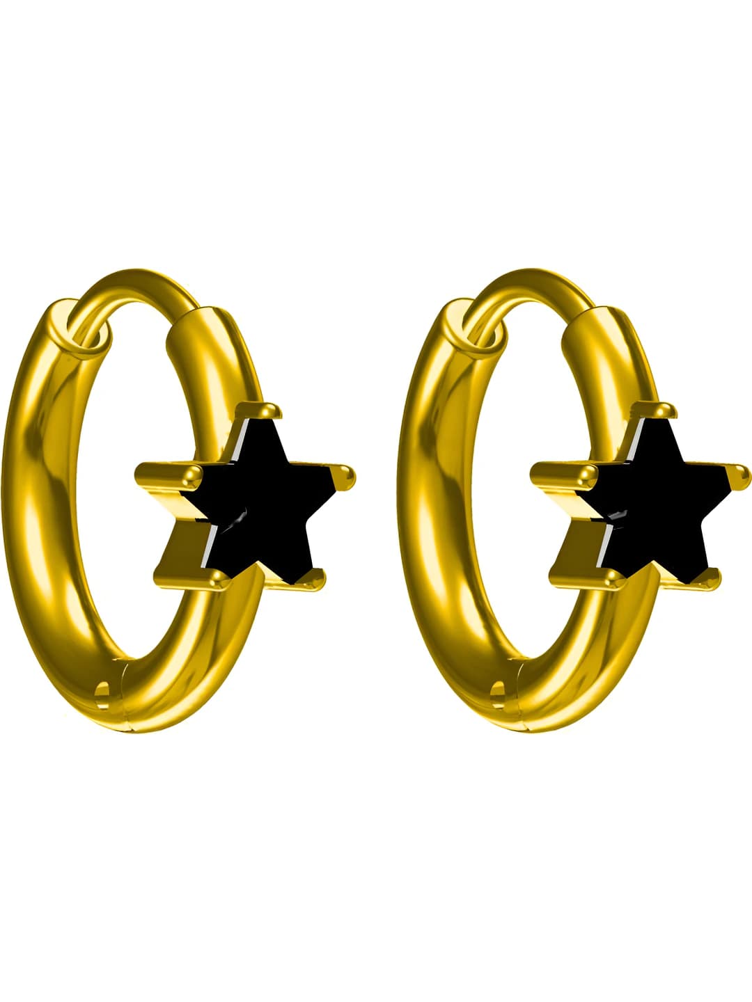 E0061 Gold black zircon earrings