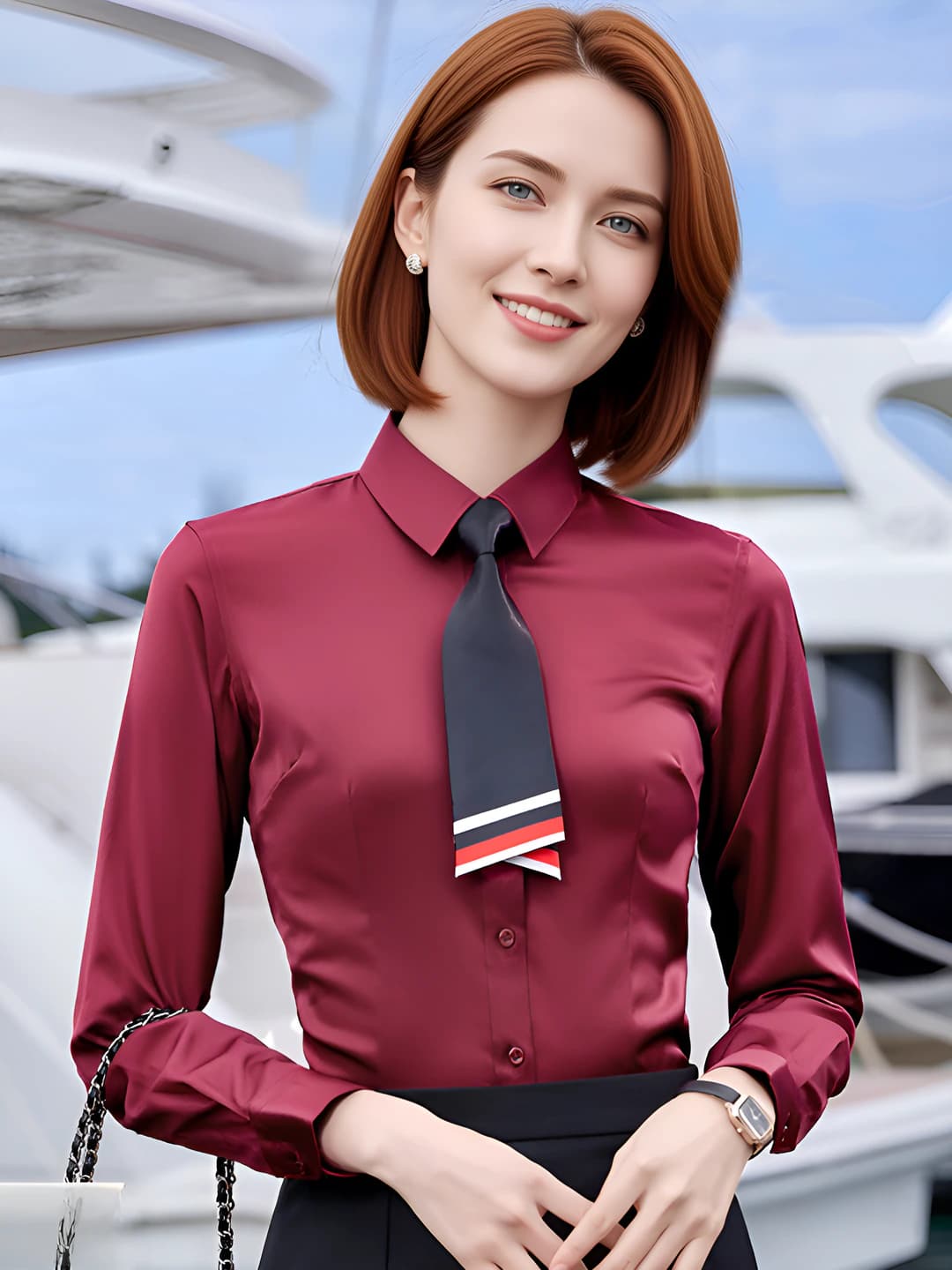 Long sleeve wine red shirt