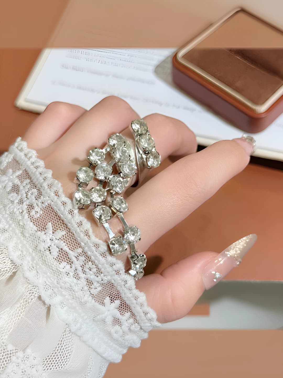 Women's geometric ring made of alloy with electroplating, design element round, style fashion OL, product type hand jewelry, for whom women, flow ring