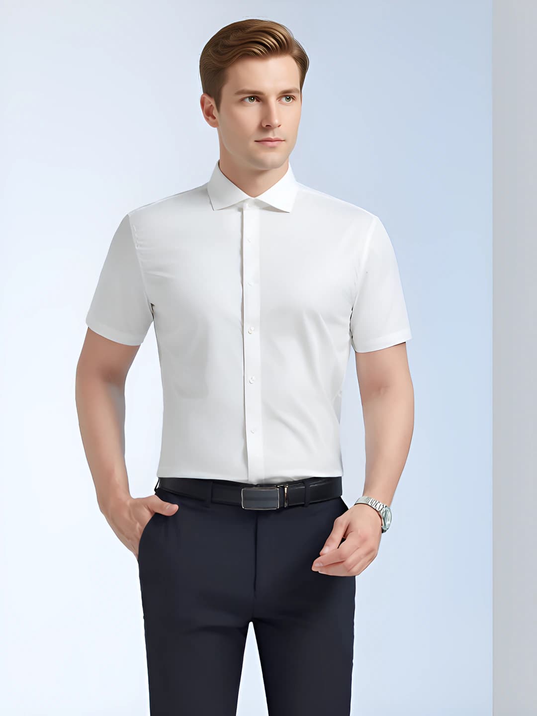 Men - white, short sleeve