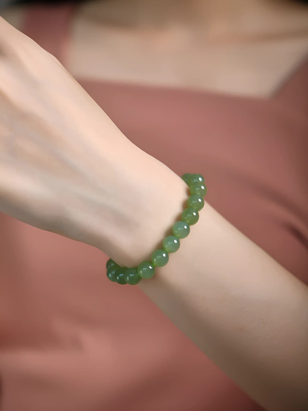 Women's ethnic style imitation Hetian jade bracelet, glass and faience beads