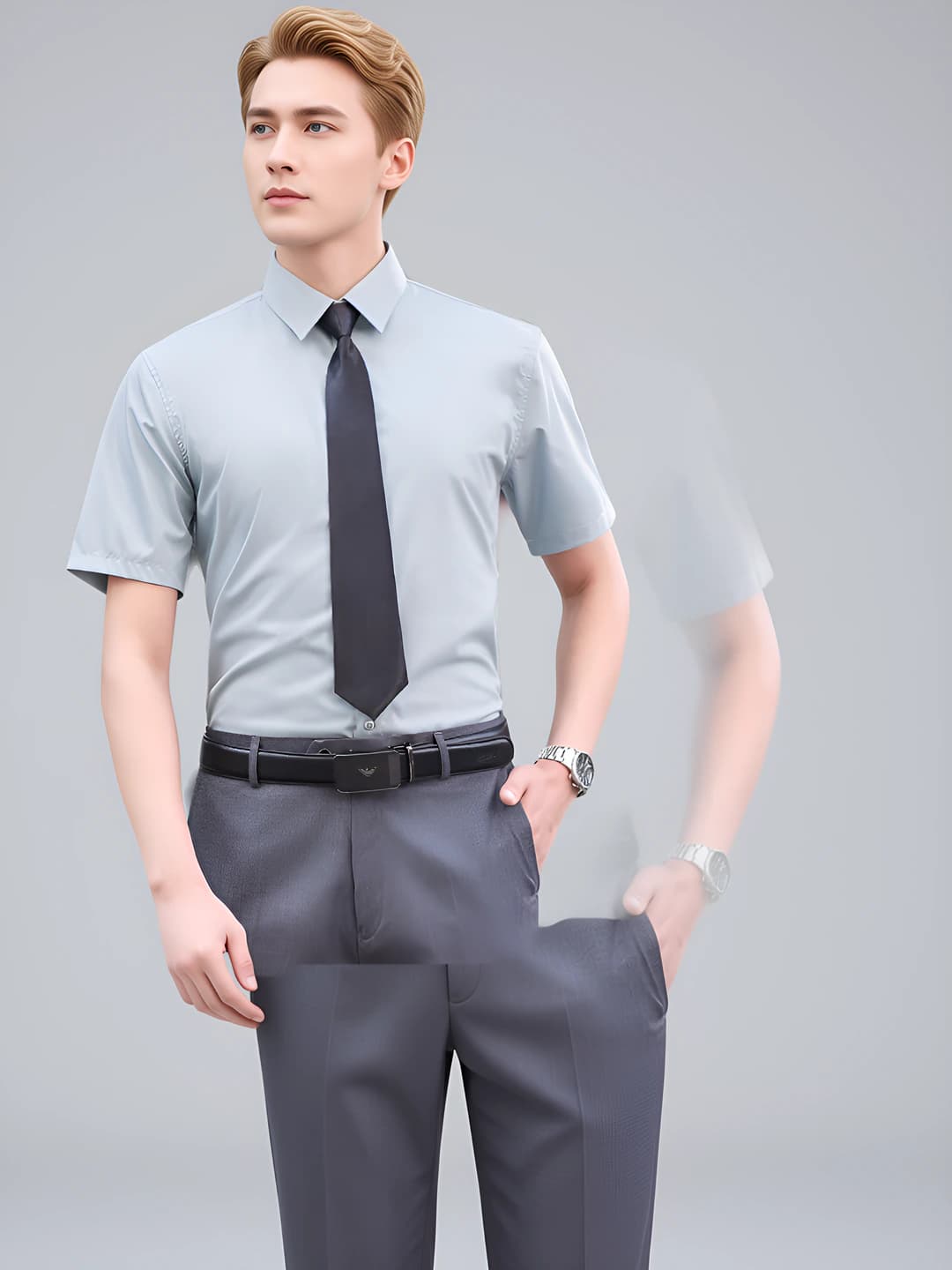 Men's short sleeve apple green shirt