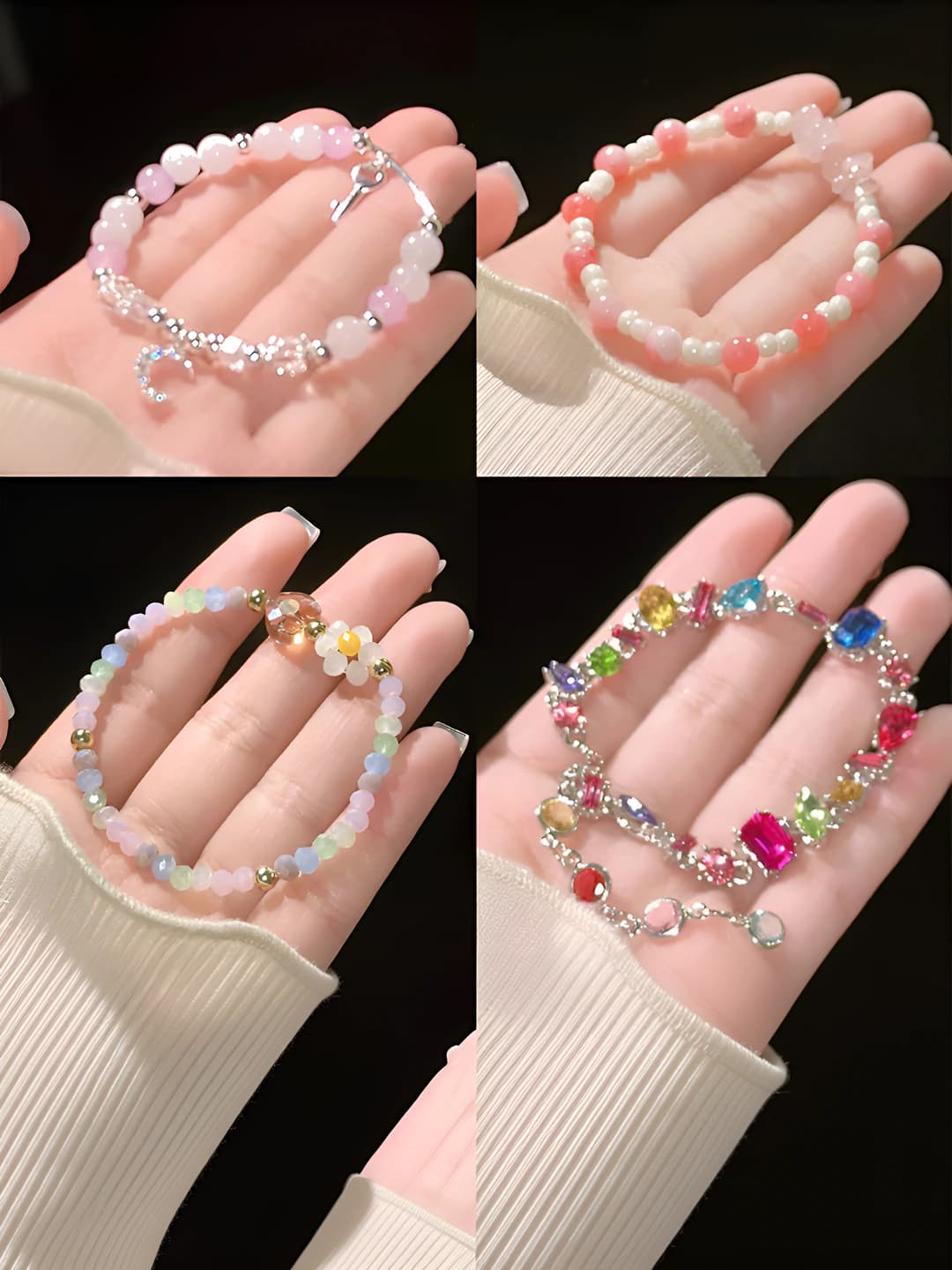 Women's Korean style retro bracelet with pearls and geometric design