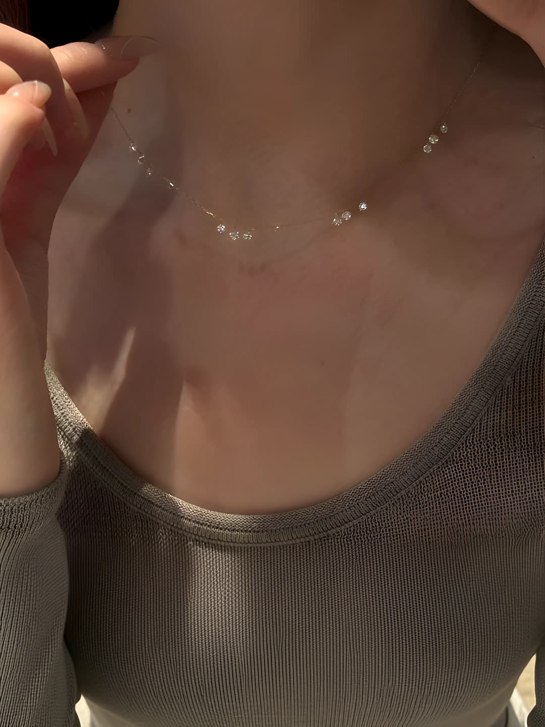 Women's 925 silver style geometric crystal pendant necklace