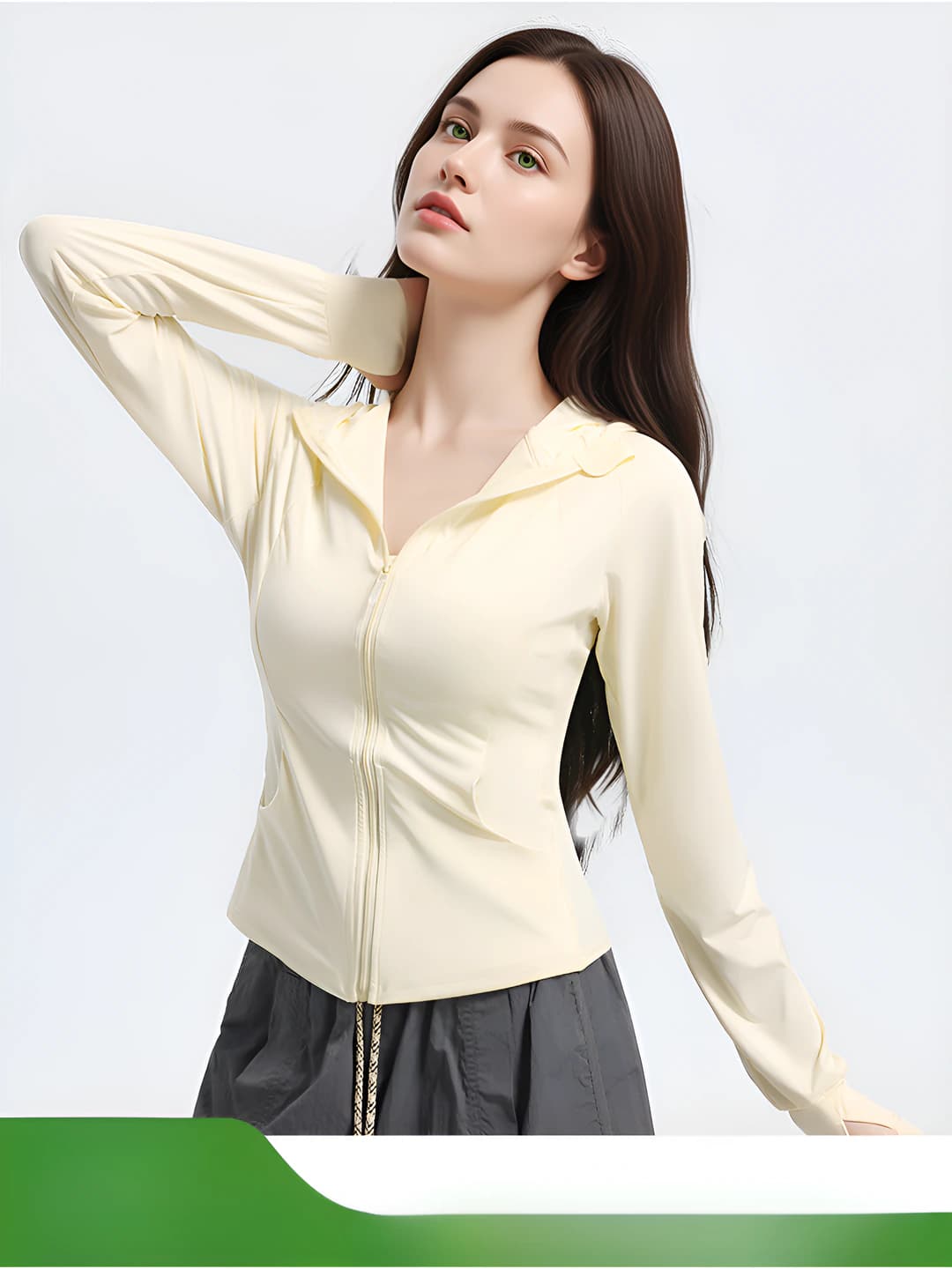 Women's summer sun-protective UPF50+ UV protection ice-silk fabric slim fit sports light jacket and windbreaker