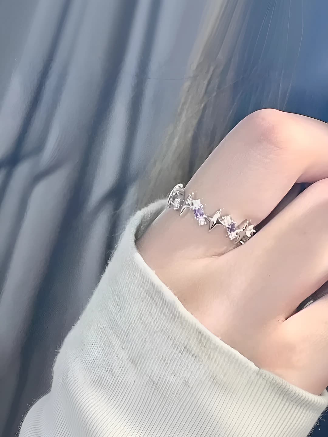 M181 Purple diamond star ring