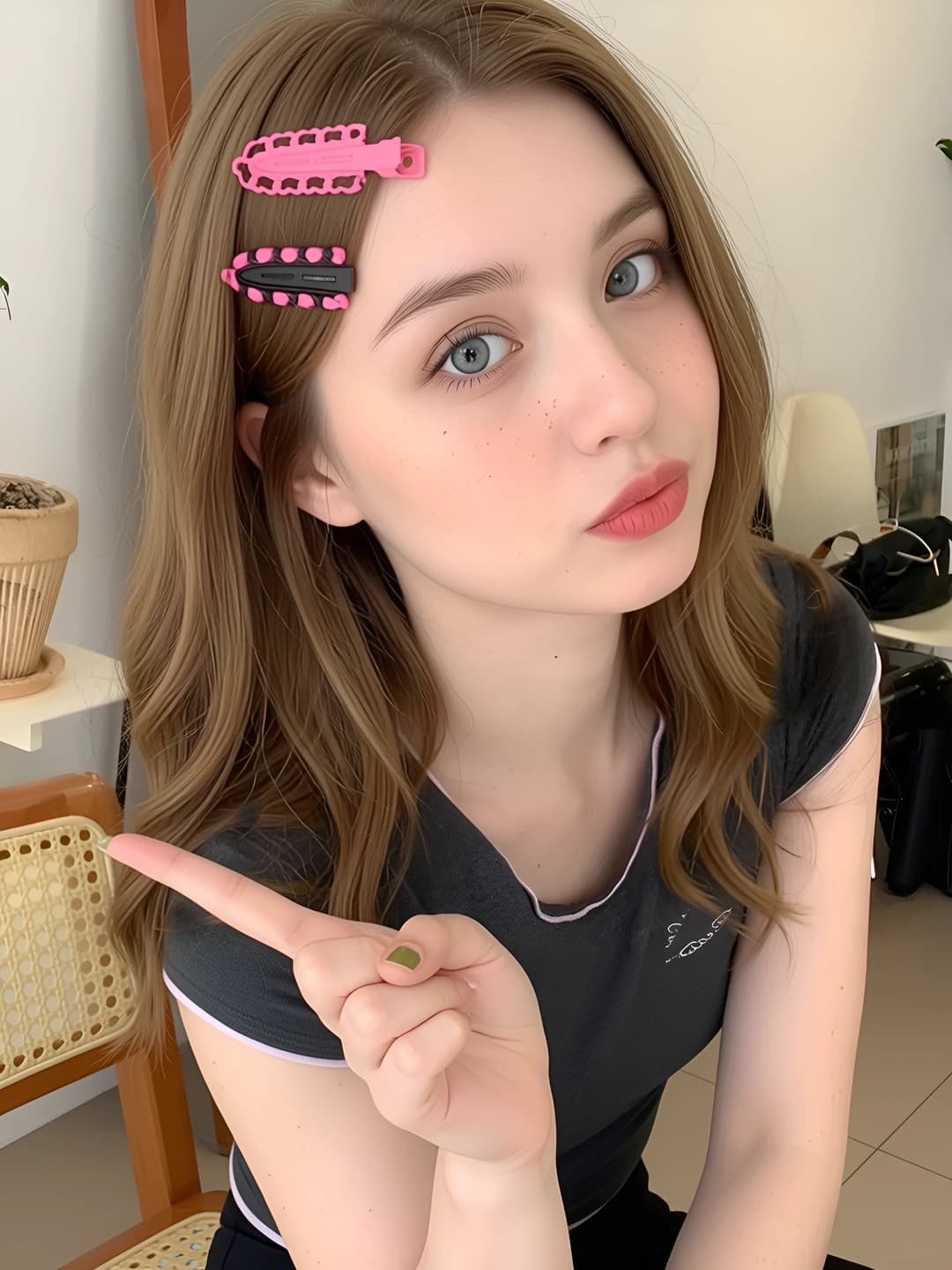 Women's seamless hair clip with lace and chain in Korean style