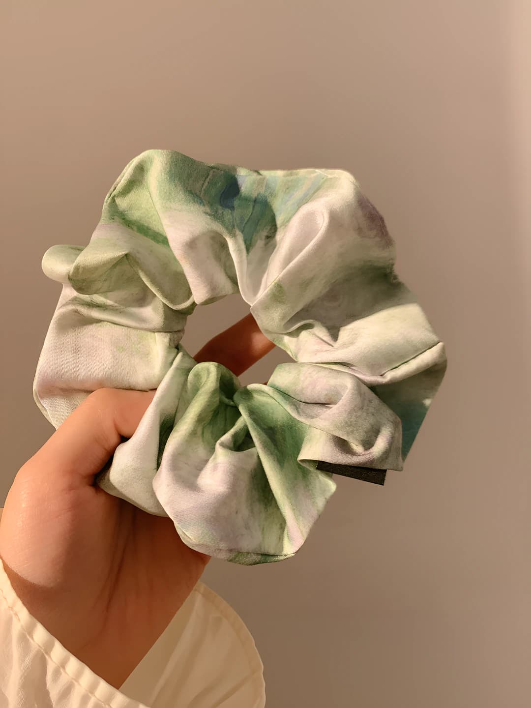 Tie-dye, satin, green, 12 cm